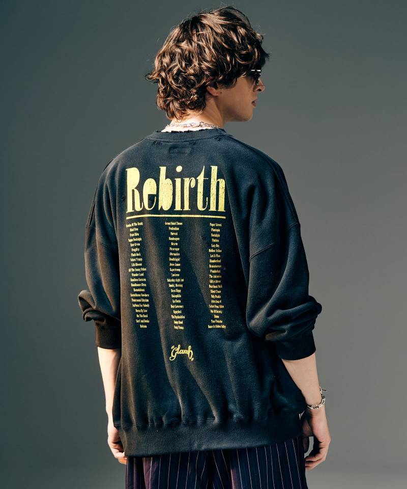 【予約商品】glamb(グラム)Rebirth Damage Sweat / リバースダメージスウェット - Black