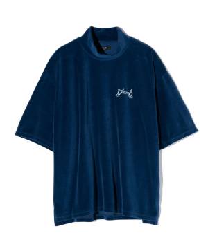 【予約商品】glamb(グラム) GB0424/CS19 : Velour Mock Neck Cutsew / ベロアモックネックカットソー - Blue