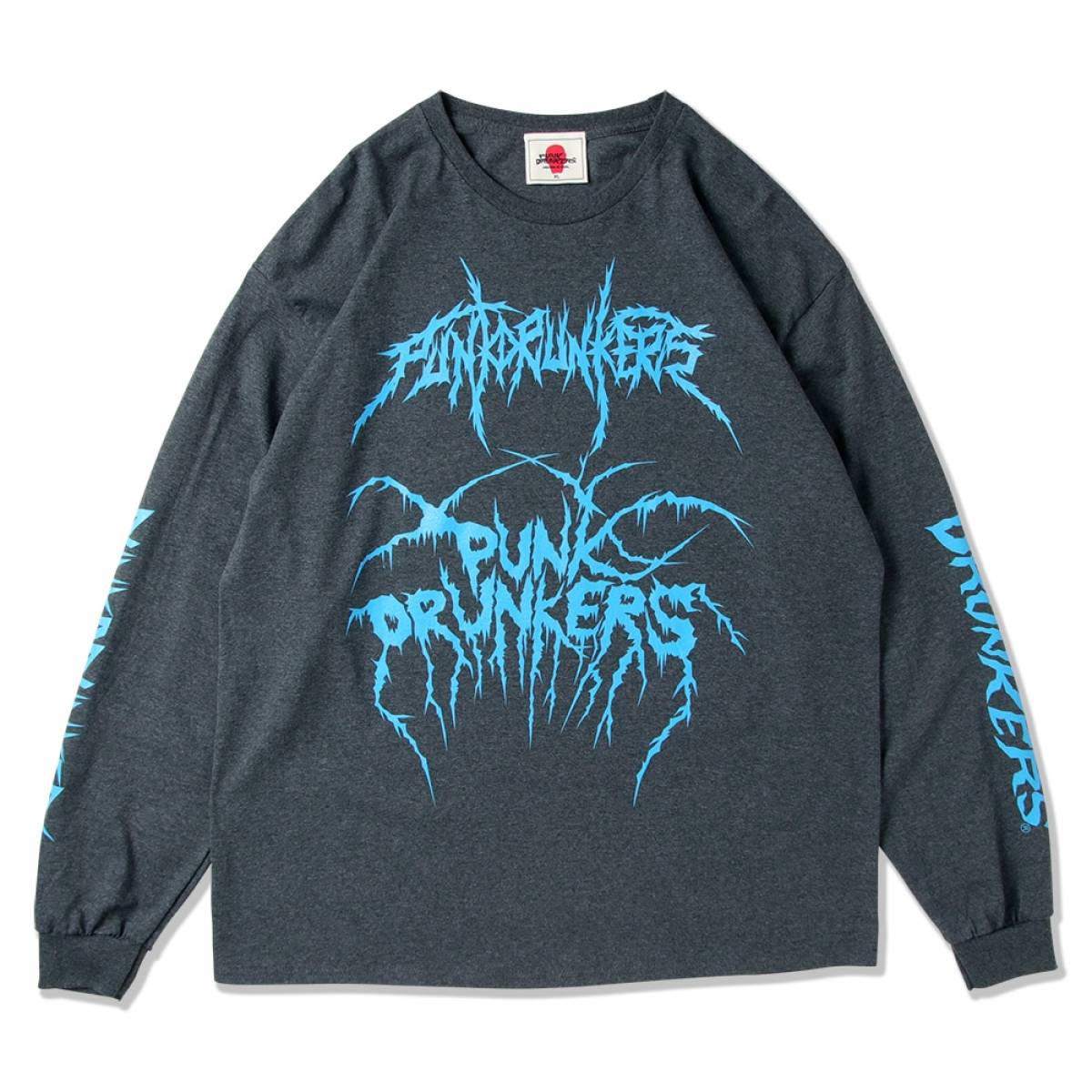 【予約商品】PUNK DRUNKERS (パンクドランカーズ) メタルロゴいっぱいロンTEE - H.NAVY