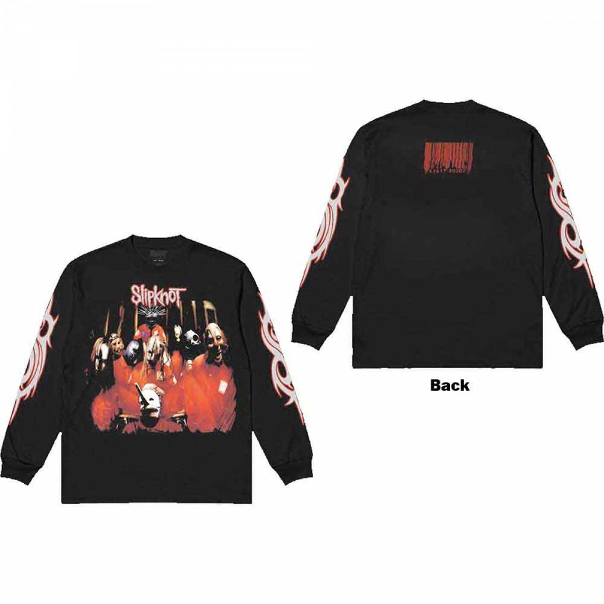 【予約商品】SLIPKNOT Unisex Long Sleeve バンドTシャツ: Spit it Out (Black) (Back & Sleeve Print) - BLACK
