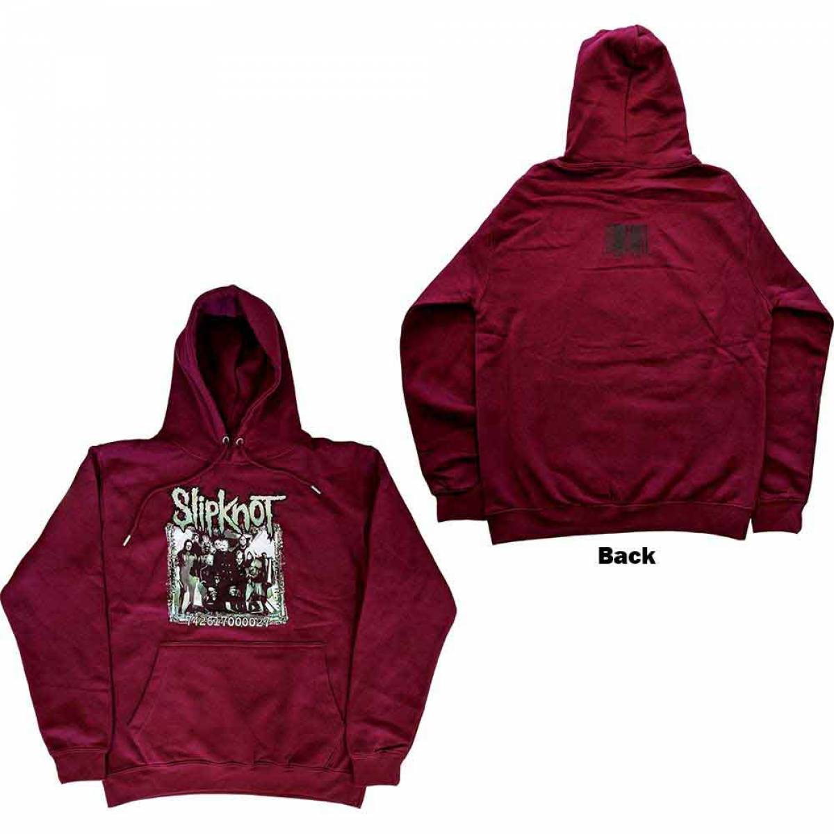 【予約商品】SLIPKNOT Unisex Pullover Hoodie: Barcode Photo (Maroon Red) (Back Print) - MAROON RED