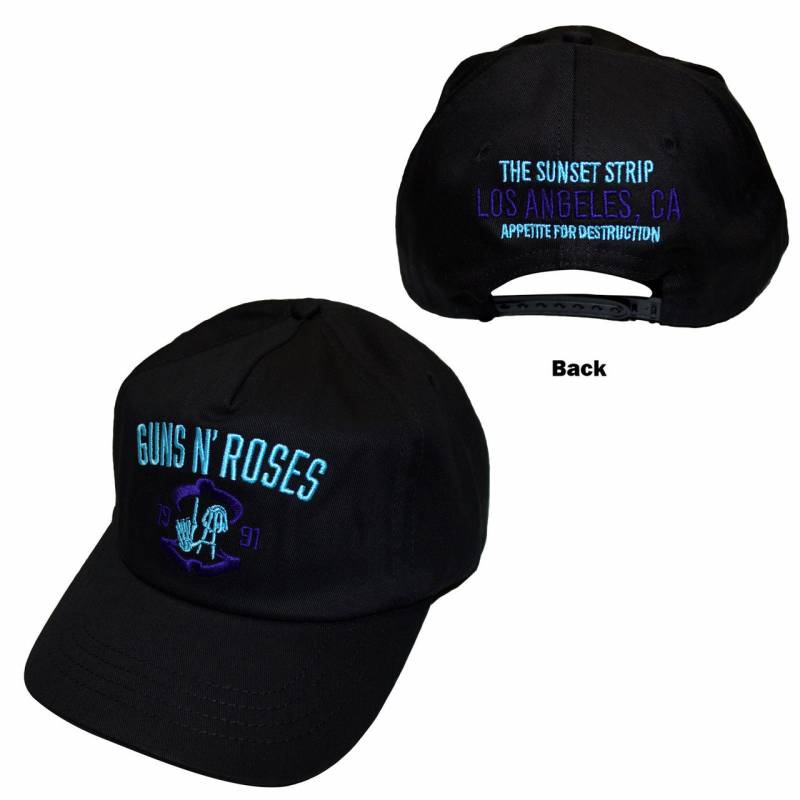 【予約商品】GUNS N' ROSES Unisex Baseball Cap: Sunset Strip '91 (Black) (Back Print)