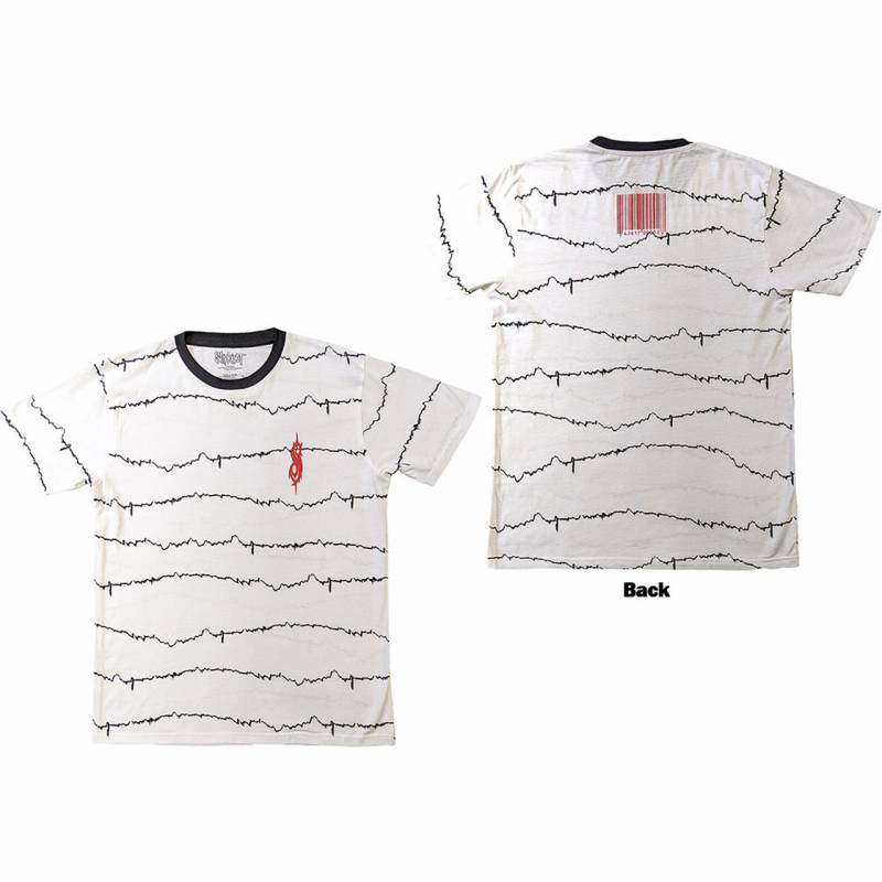 【予約商品】SLIPKNOT Unisex Ringer バンドTシャツ: The End, So Far Tribal-S & Barcode (White) (Back Print)