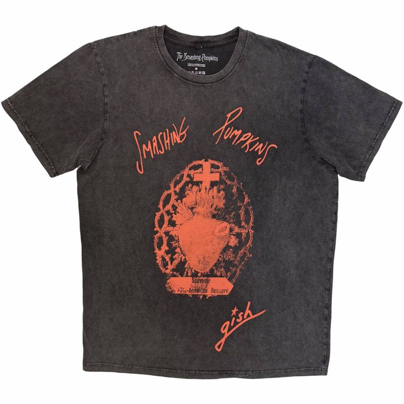 【予約商品】THE SMASHING PUMPKINS Unisex Stone Wash バンドTシャツ: Sacred Heart (Charcoal Grey)