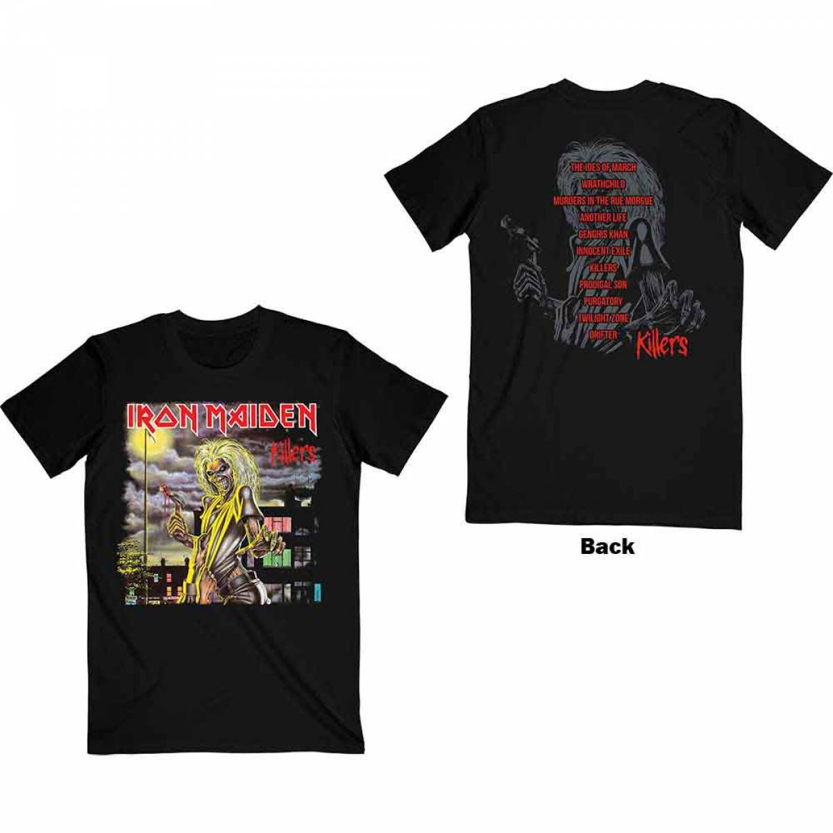 【予約商品】IRON MAIDEN ユニセックスTシャツ: Killers V.2. Album Track list (Back Print)