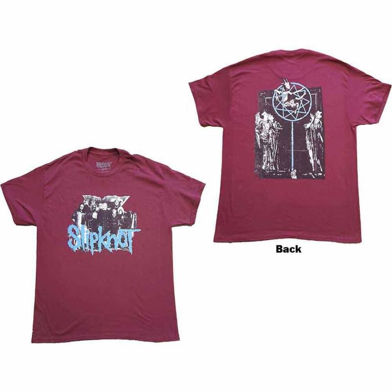 【予約商品】SLIPKNOT バンドTシャツ ユニセックス: Goat Logo Demon (Maroon Red) (Back Print)
