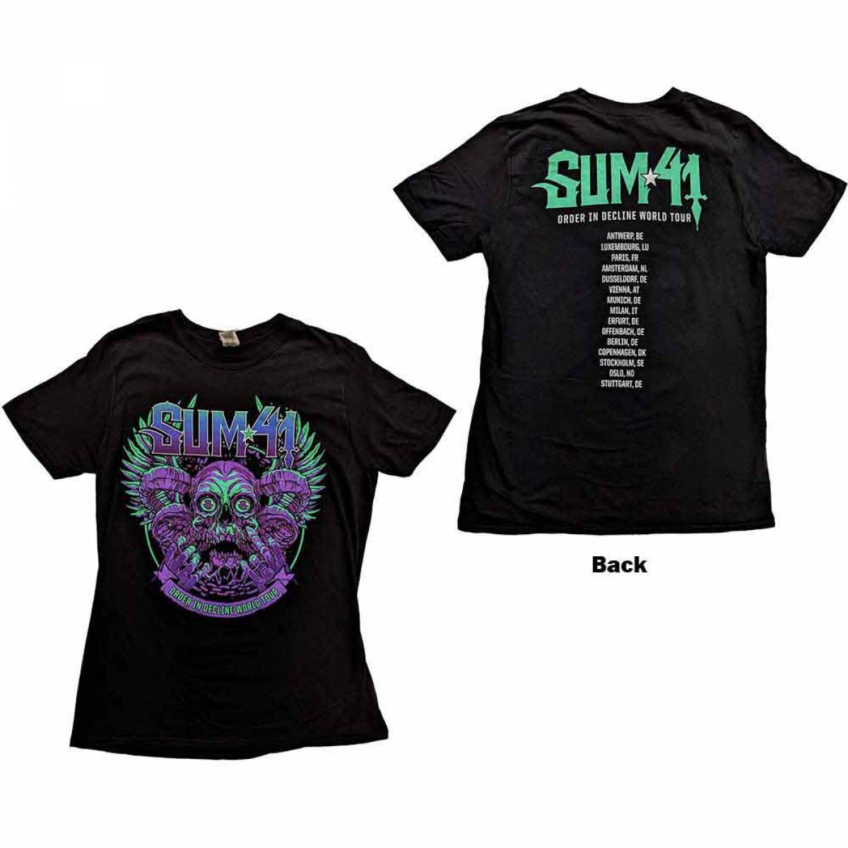 【予約商品】SUM 41 ユニセックスTシャツ:Order In Decline Tour2020 Purple Skull(Back Print)Small