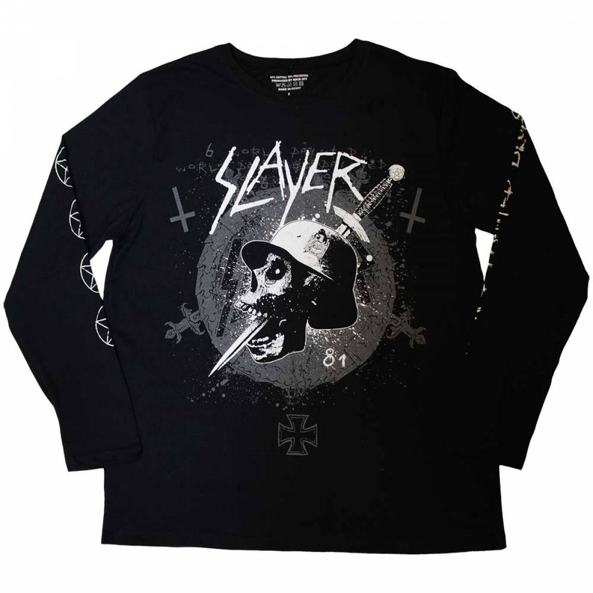 【予約商品】SLAYER Unisex Long Sleeve バンドTシャツ: Dagger Skull (Black) (Sleeve Print) - BLACK