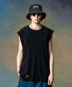 【予約商品】glamb(グラム)GB0225/CS18 : Glamour Crepe Sleeveless T-Shirt / グラマークレープスリーブレスＴシャツ - Black