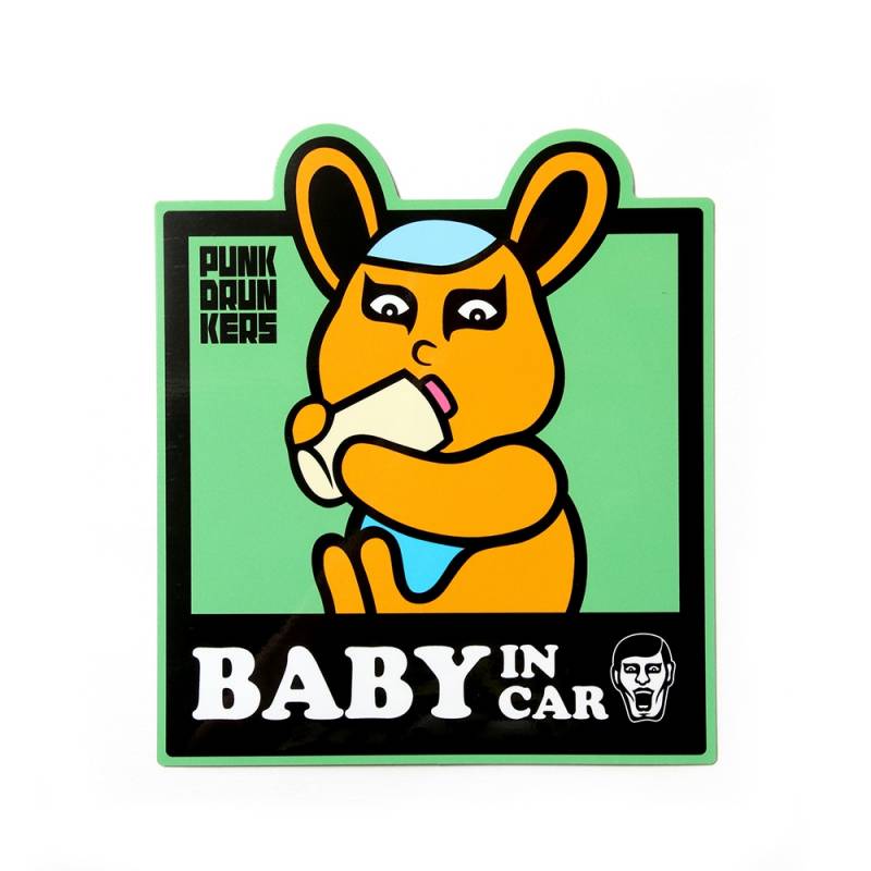 【予約商品】PUNK DRUNKERS (パンク・ドランカーズ) 赤ちゃん乗ってますマグネットシート - GREEN
