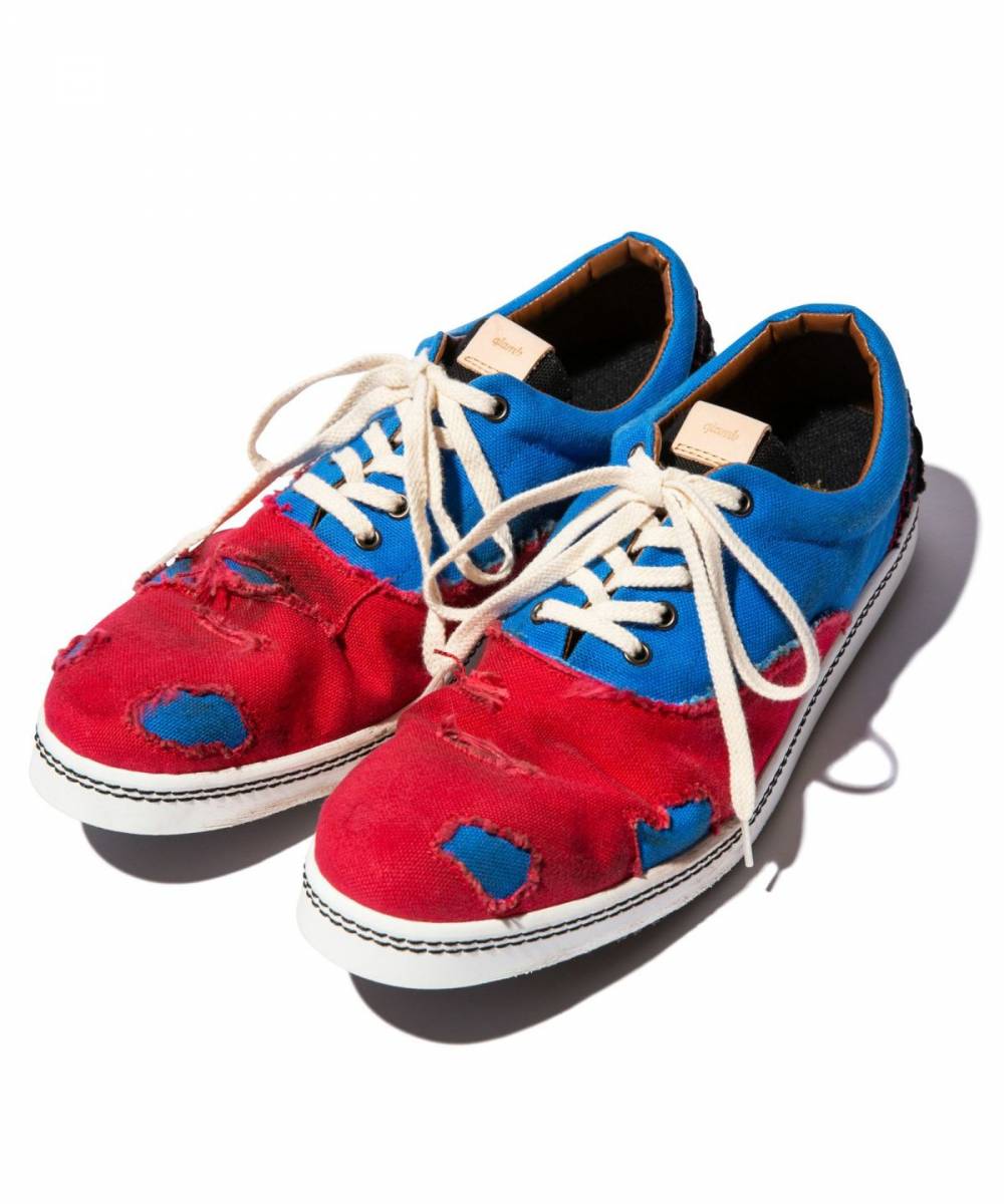 【予約商品】glamb (グラム) Heavy Damaged Sneakers - Red×Blue