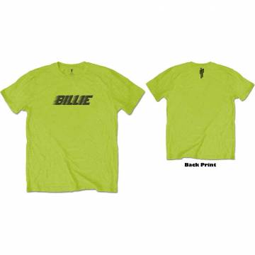 【予約商品】BILLIE EILISH バンドTシャツ ユニセックス: Racer Logo & Blohsh (Back Print) - LIME GREEN