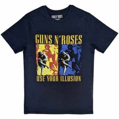 【予約商品】GUNS N' ROSES バンドTシャツ ユニセックス: Use Your Illusion Navy (Navy Blue)
