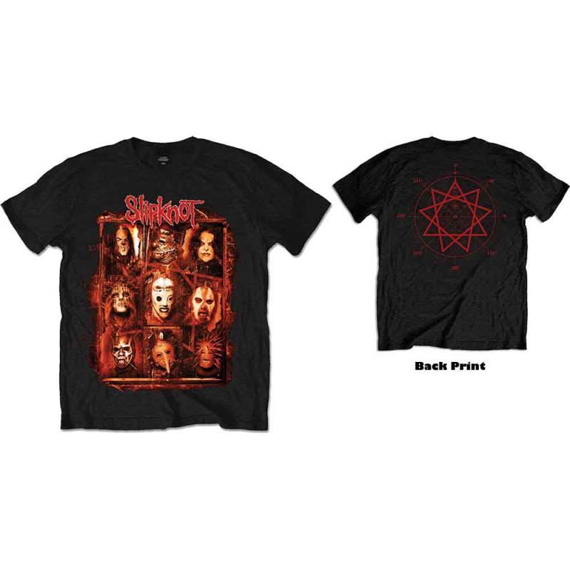 【予約商品】SLIPKNOT バンドTシャツ ユニセックス: Rusty Face (Black) (Back Print) - BLACK