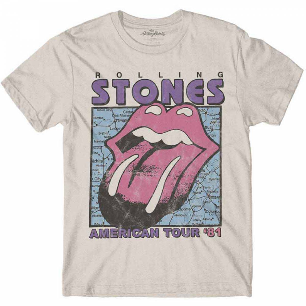 【予約商品】THE ROLLING STONES バンドTシャツ ユニセックス: American Tour Map (Natural) - NATURAL