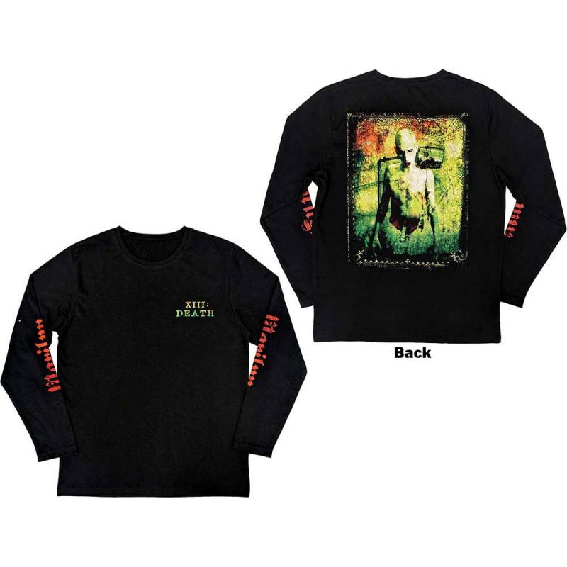 【予約商品】MARILYN MANSON Unisex Long Sleeve バンドTシャツ: Death (Black) (Back & Sleeve Print)