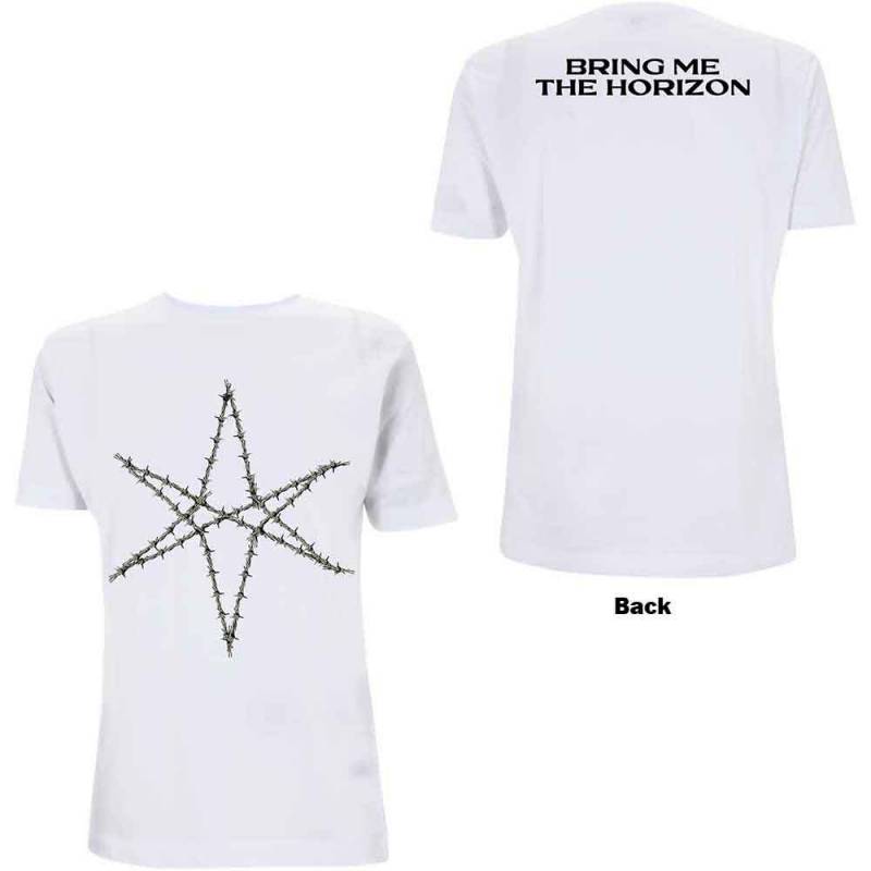 【予約商品】BRING ME THE HORIZON バンドTシャツ ユニセックス: Barbed Wire (White) (Back Print)