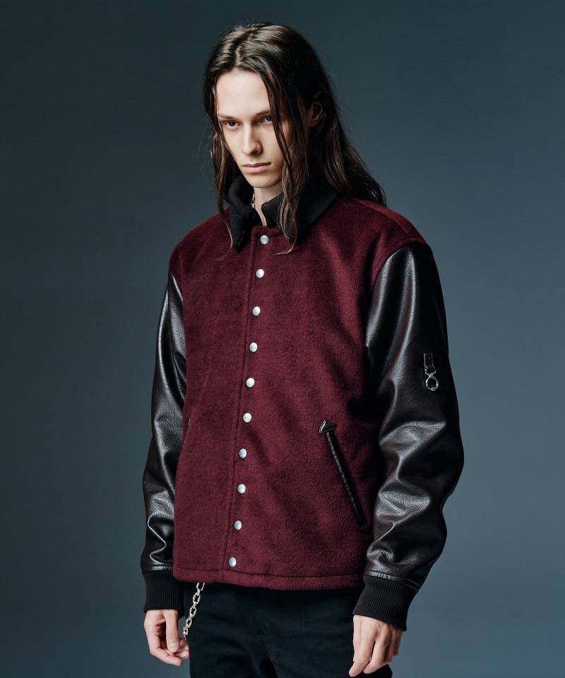 【予約商品】glamb(グラム) Collared Stadium Jacket / カラースタジアムジャケット - Wine