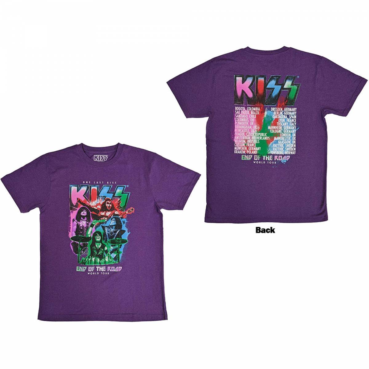 【予約商品】KISS バンドTシャツ ユニセックス: End Of The Road Colour Pop (Purple) (Back Print) - PURPLE