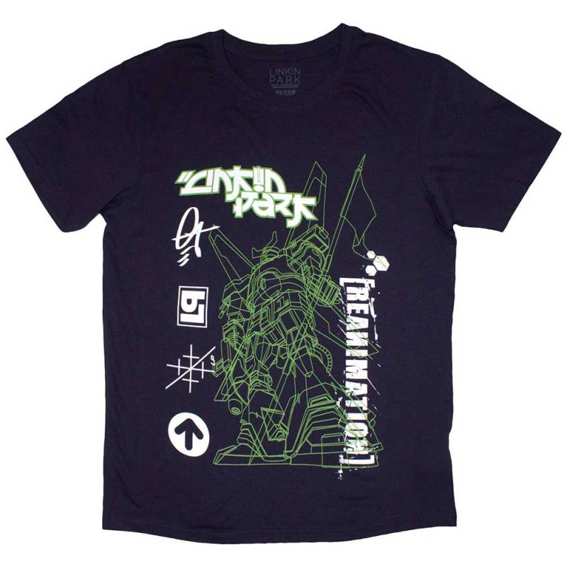 【予約商品】LINKIN PARK バンドTシャツ ユニセックス: Reanimation Robot Sketch (Navy Blue) - NAVY BLUE