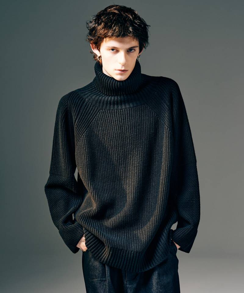 【予約商品】glamb(グラム)Sulman Turtle Neck Knit / サルマンタートルネックニット - Black