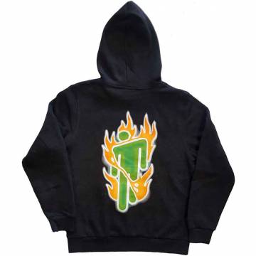 【予約商品】BILLIE EILISH Unisex Pullover Hoodie: Airbrush Flames Blohsh (Back Print) - DARK GREY