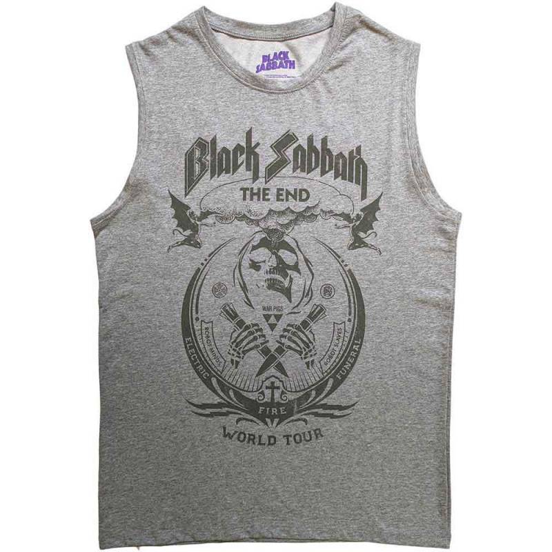 【予約商品】BLACK SABBATH Unisex Tank バンドTシャツ: The End Mushroom Cloud (Grey)