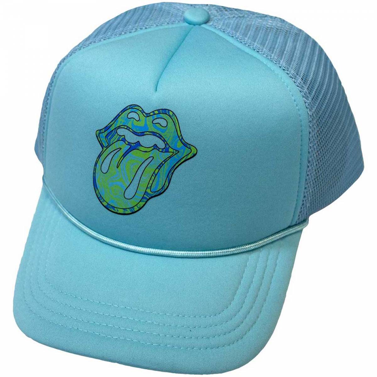 【予約商品】THE ROLLING STONES Unisex Mesh Back Cap: Psychedelic Tongue (Light Blue) - LIGHT BLUE