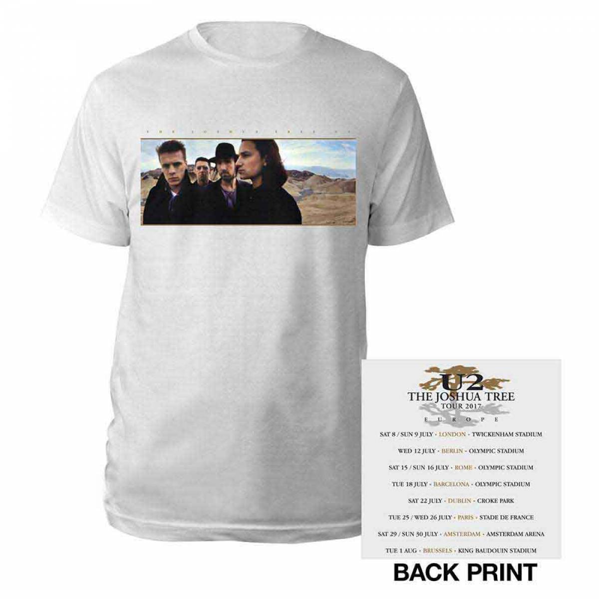 【予約商品】U2 バンドTシャツ ユニセックス: Joshua Tree Photo (White) (Back Print & Ex-Tour) - WHITE