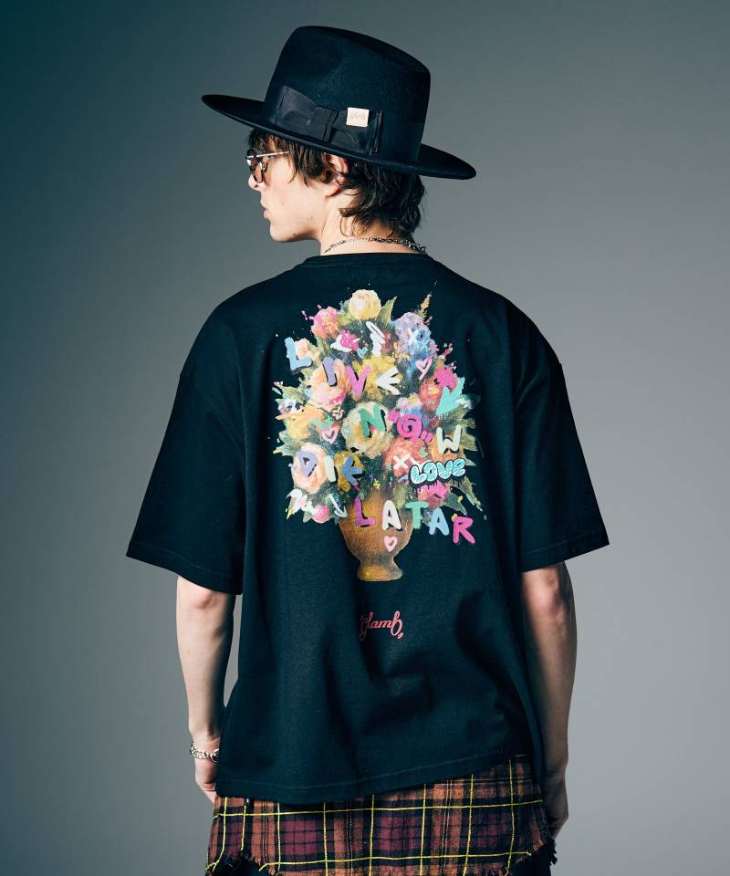 【予約商品】glamb(グラム) Flower Graffiti T-Shirt / フラワーグラフィティTシャツ - Black
