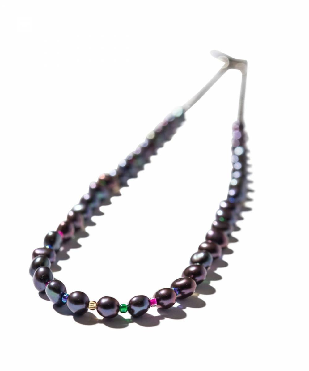 【予約商品】glamb (グラム)GB0422/AC01 : Black Pearl Necklace / ブラックパールネックレス - Black