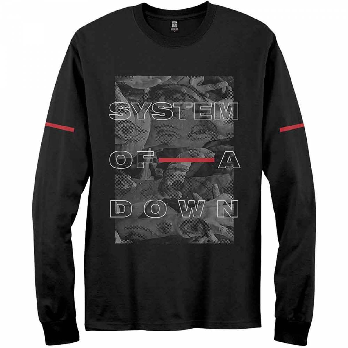 【予約商品】SYSTEM OF A DOWN Unisex Long Sleeve バンドTシャツ: Eye Collage (Black) - BLACK