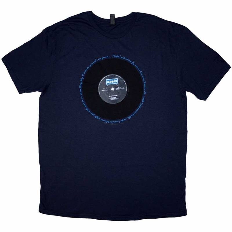 【予約商品】OASIS バンドTシャツ ユニセックス: Live Forever Single (Denim Blue)