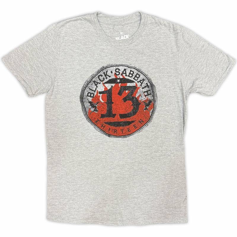 【予約商品】BLACK SABBATH バンドTシャツ ユニセックス: 13 Flame Circle (Grey)