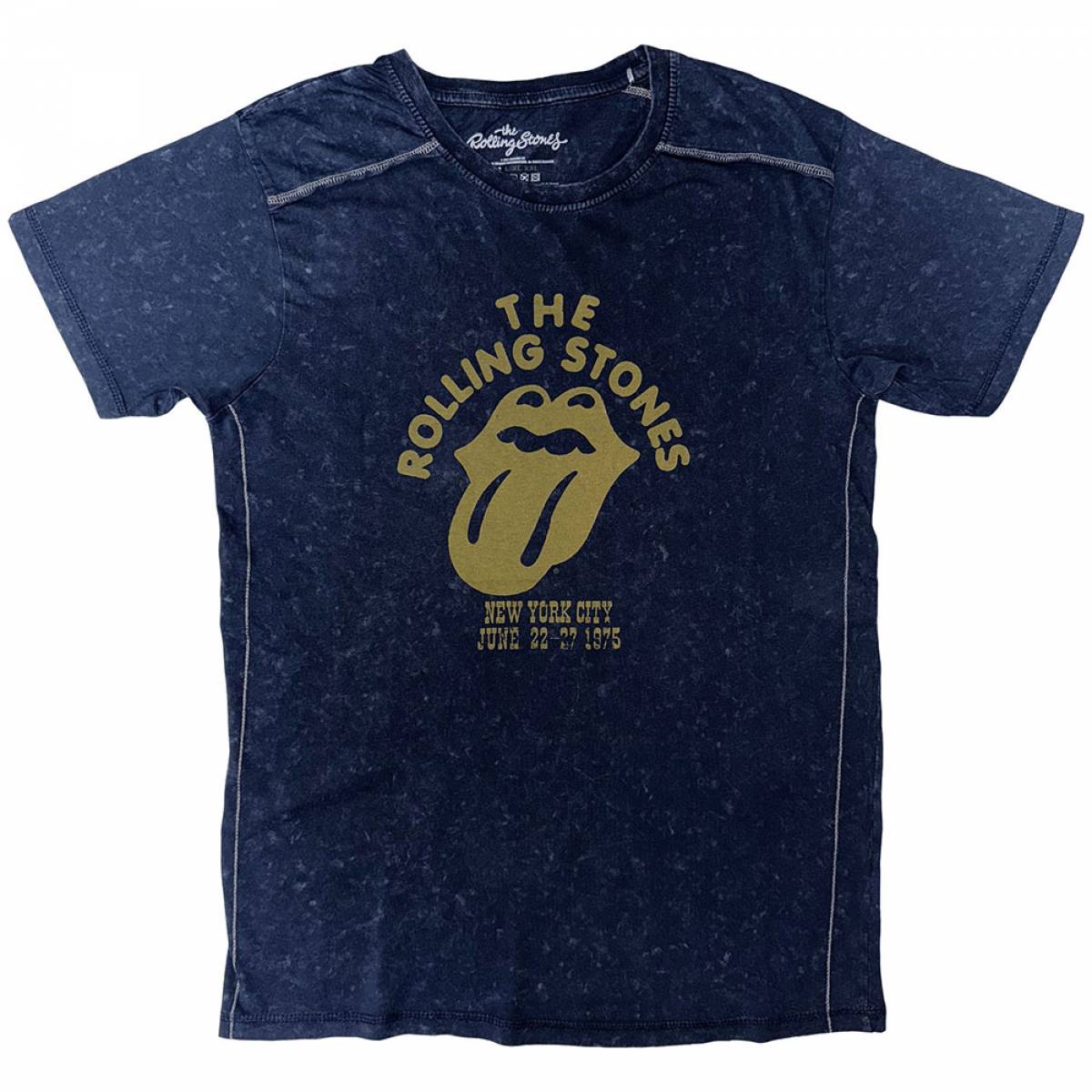 【予約商品】THE ROLLING STONES バンドTシャツ ユニセックス: NYC '75 (Navy Blue) (Wash Collection) - NAVY BLUE