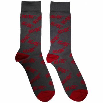 【予約商品】AC/DC Unisex Ankle Socks: Logo Pattern (Charcoal Grey) (UK Size 6 - 11) - CHARCOAL GREY
