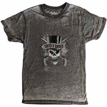 【予約商品】GUNS N' ROSES Unisex Burnout バンドTシャツ: Faded Skull (Charcoal Grey) - CHARCOAL GREY