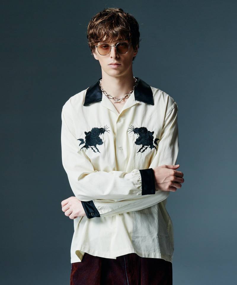 【予約商品】glamb(グラム) Ska Bowling Shirt / スカボウリングシャツ - White