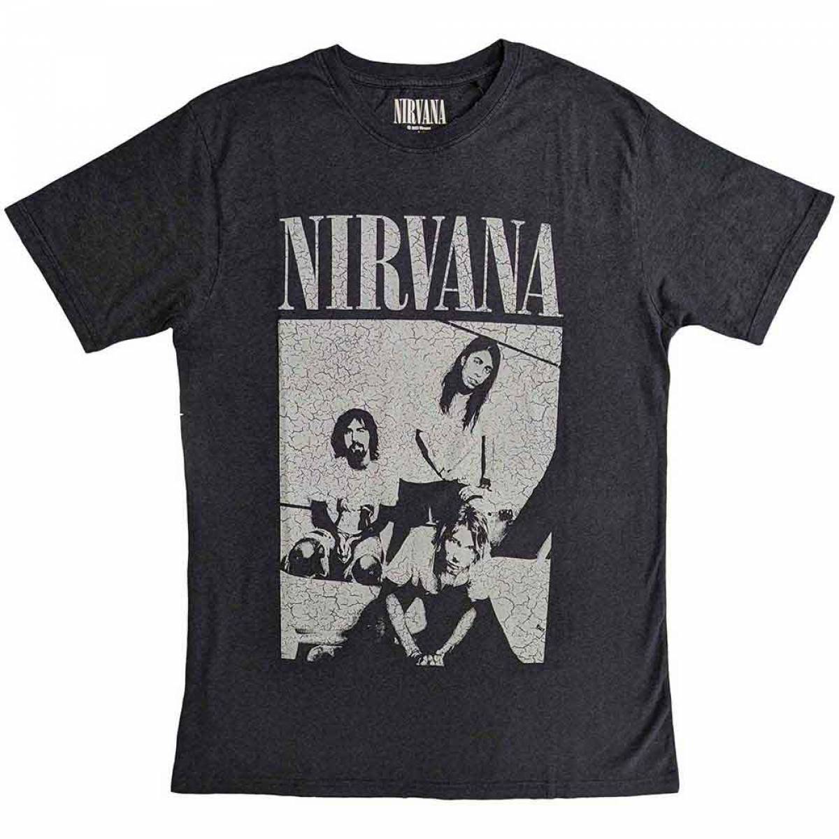 【予約商品】NIRVANA Unisex Distressed バンドTシャツ: Sitting (Black) - BLACK