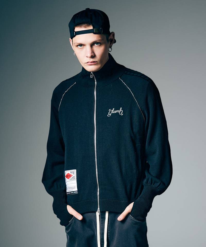 【予約商品】glamb(グラム) Knit Track Jacket / ニットトラックジャケット - Black