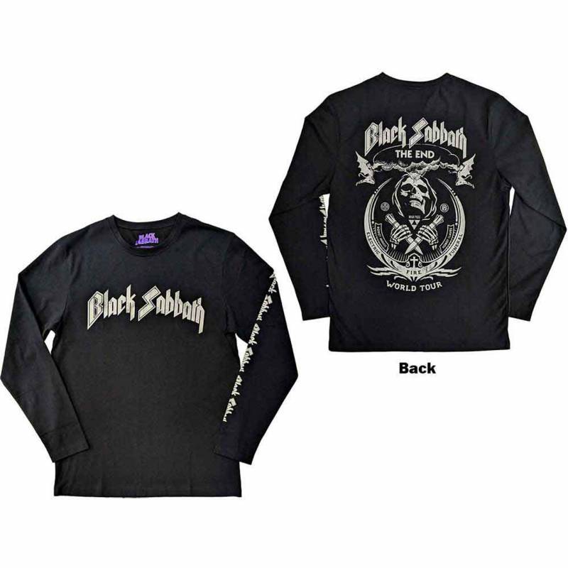 【予約商品】BLACK SABBATH Unisex Long Sleeve バンドTシャツ: The End Mushroom Cloud (Black) (Back & Sleeve Print)