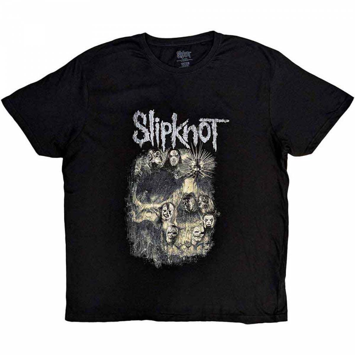 【予約商品】SLIPKNOT バンドTシャツ ユニセックス: Skull Group (Black) (Back Print) - BLACK