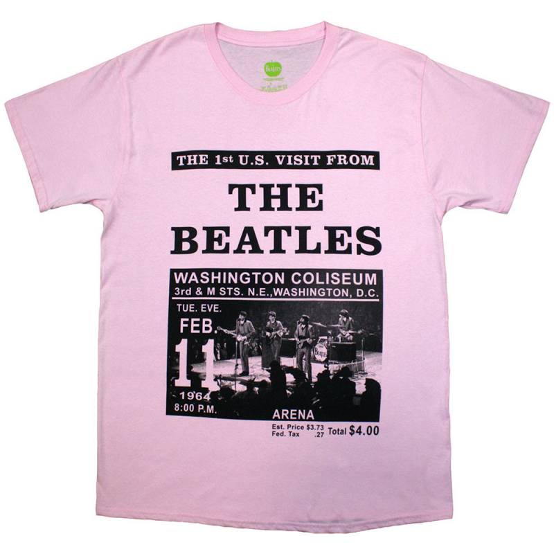 【予約商品】THE BEATLES バンドTシャツ ユニセックス: Washington '64 Promo (Pink)