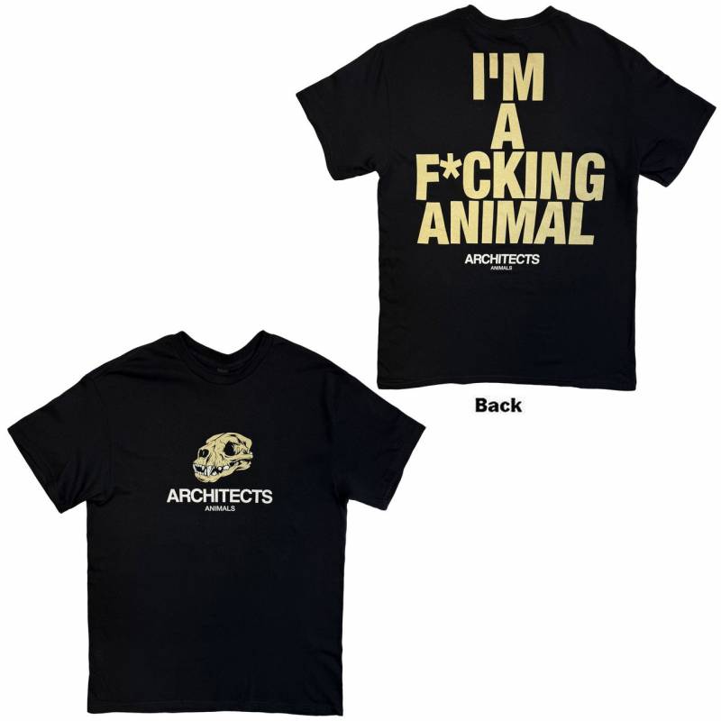 ARCHITECTS バンドTシャツ ユニセックス: I'm A F*cking Animal (Black) (Back Print) (Ex-Tour)