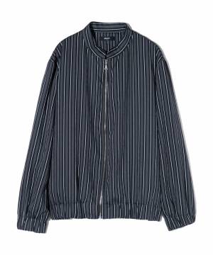 【予約商品】glamb(グラム) GB0424/SH10 : Stripe Blouson Shirt / ストライプブルゾンシャツ - Black