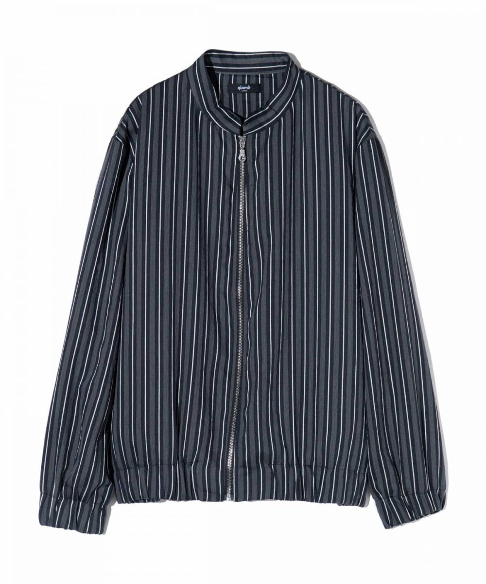 【予約商品】glamb(グラム) GB0424/SH10 : Stripe Blouson Shirt / ストライプブルゾンシャツ - Black