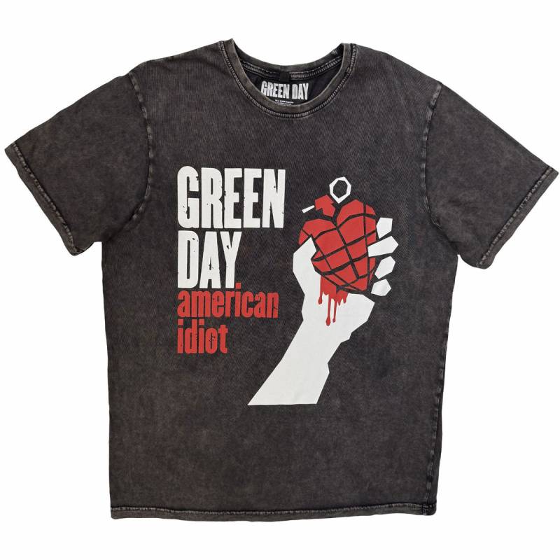 【予約商品】GREEN DAY Unisex Stone Wash バンドTシャツ: American Idiot (Charcoal Grey)