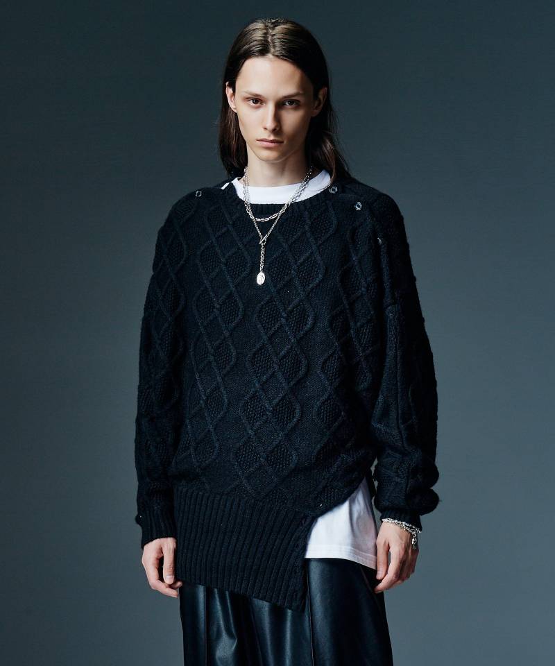 【予約商品】glamb(グラム) Double Head Pullover Knit / ダブルヘッドプルオーバーニット - Black