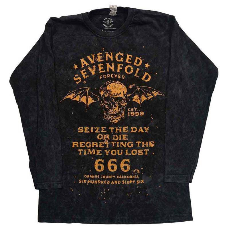 【予約商品】AVENGED SEVENFOLD Unisex Long Sleeve バンドTシャツ: Seize The Day (Black) (Wash Collection)