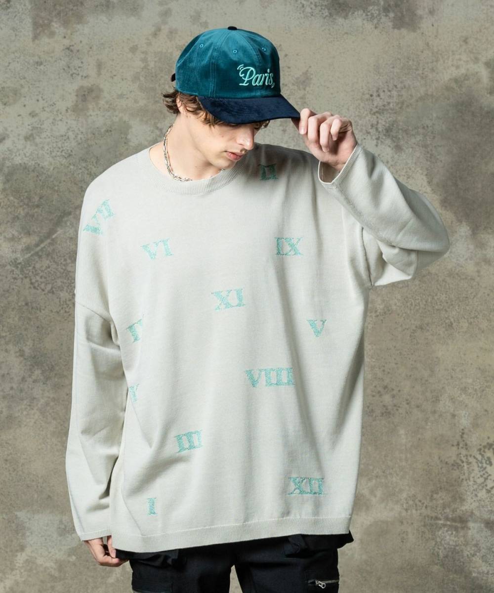 glamb(グラム)GB0125/KNT03 : Numbers Pullover Knit / ナンバーズプルオーバーニット - White
